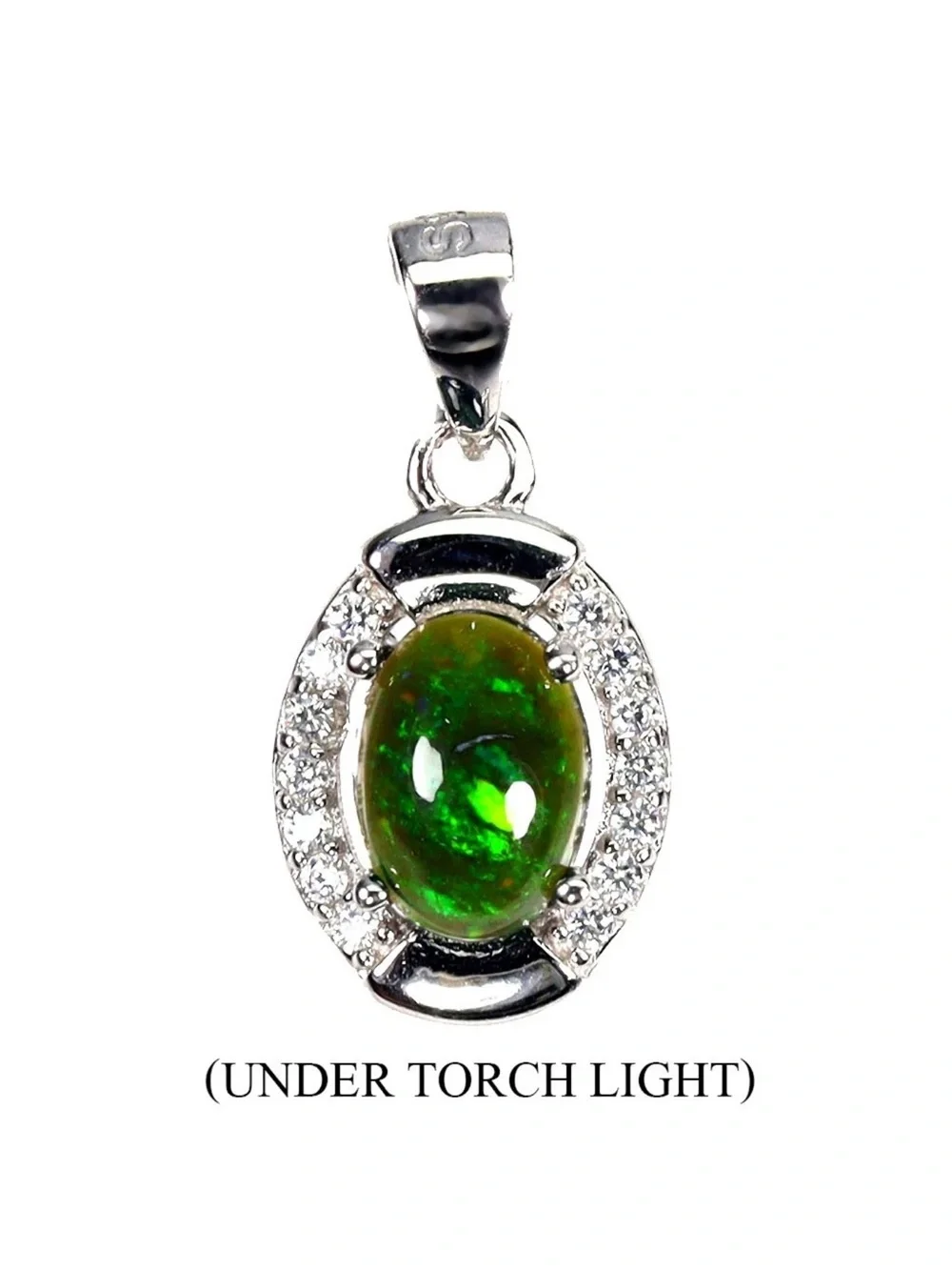 Stunning Natural Rainbow Black Opal Pendant Necklace 925 Sterling Silver 18”
